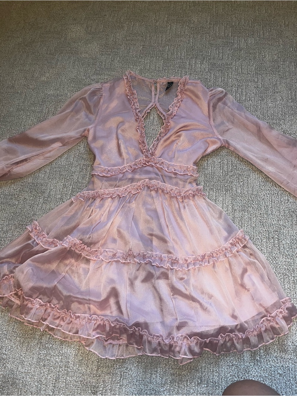 Windsor Sheer Ruffle Tiered Mini Dress - Blush Pink